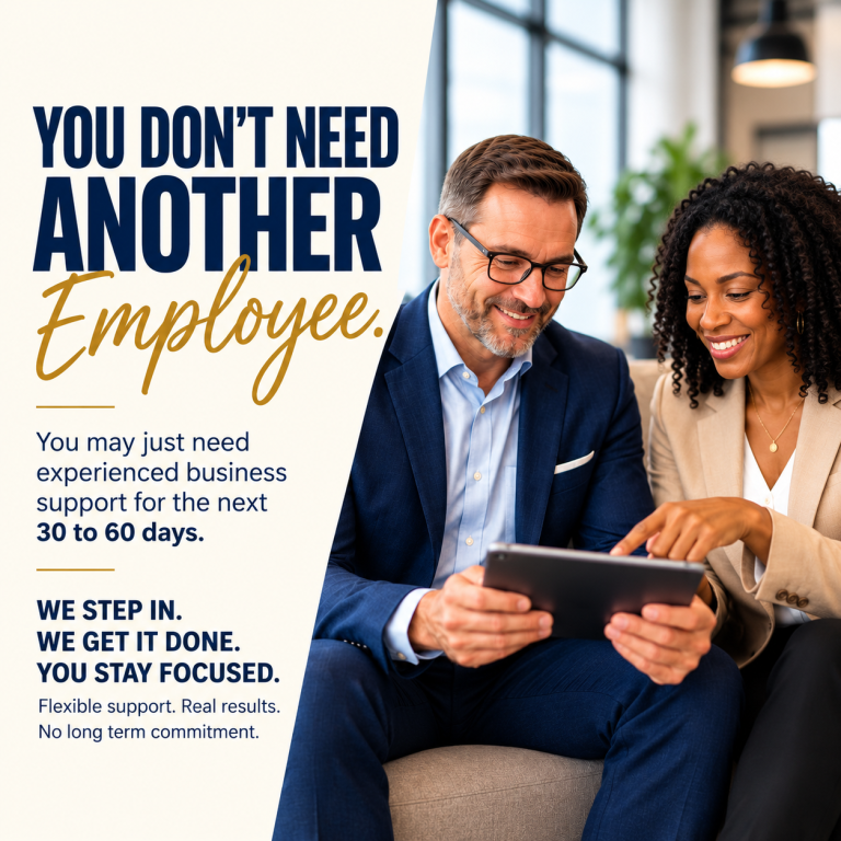 Business professional reviewing documents at an office desk